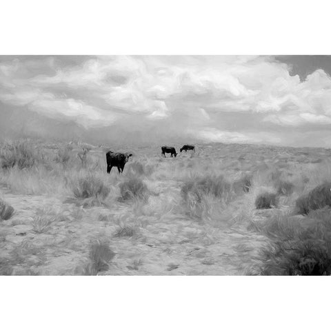 Grazin on Grass Black Modern Wood Framed Art Print with Double Matting by Murdock, Ramona