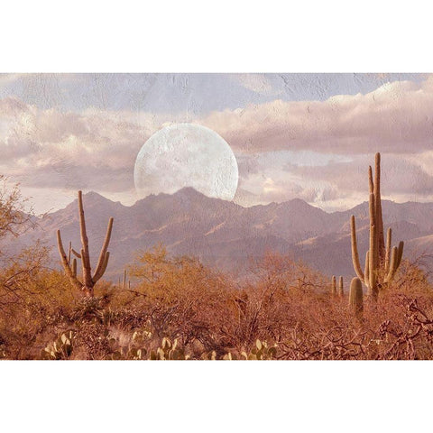 Moonrise Over The Mountain Gold Ornate Wood Framed Art Print with Double Matting by Murdock, Ramona