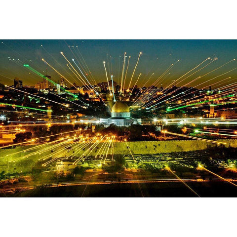 Jerusalem Points of Light Black Modern Wood Framed Art Print with Double Matting by Murdock, Ramona