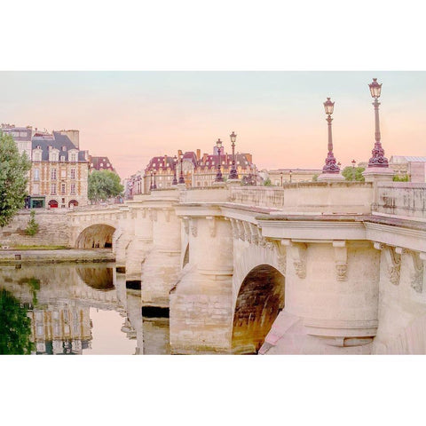 Paris at Dawn Black Modern Wood Framed Art Print with Double Matting by Murdock, Ramona