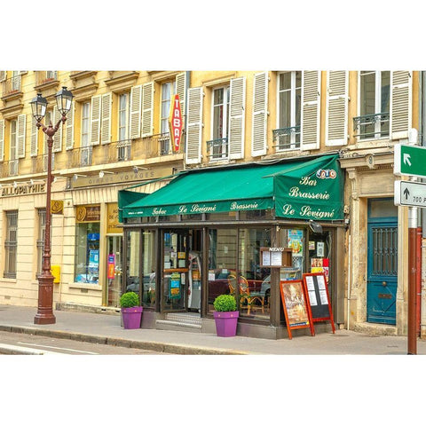 Paris Brasserie Black Modern Wood Framed Art Print with Double Matting by Murdock, Ramona