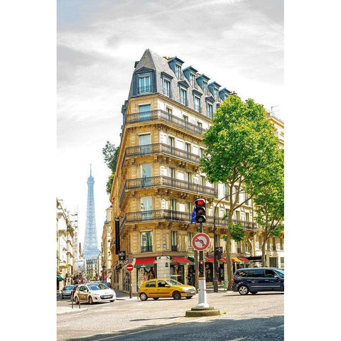 Paris Corner Black Modern Wood Framed Art Print with Double Matting by Murdock, Ramona