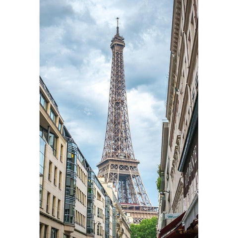 Eiffel Tower Black Modern Wood Framed Art Print with Double Matting by Murdock, Ramona