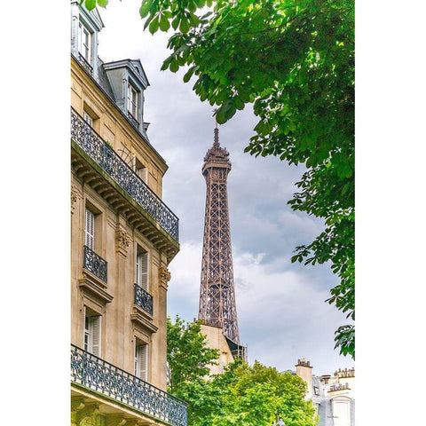 Eiffel Tower II Black Modern Wood Framed Art Print with Double Matting by Murdock, Ramona