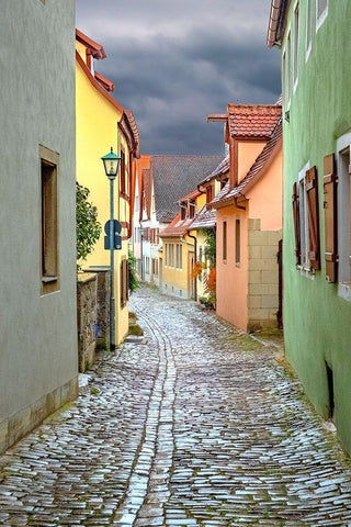 Rothenberg Cobblestone Lane Black Ornate Wood Framed Art Print with Double Matting by Murdock, Ramona