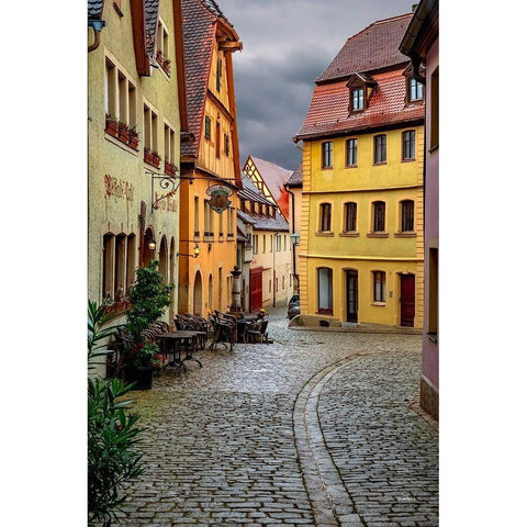 Rothenberg Street CafÃ© Black Modern Wood Framed Art Print with Double Matting by Murdock, Ramona