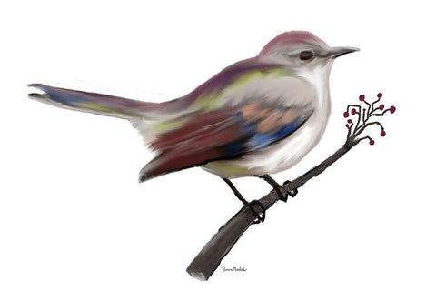 Bird II White Modern Wood Framed Art Print with Double Matting by Murdock, Ramona