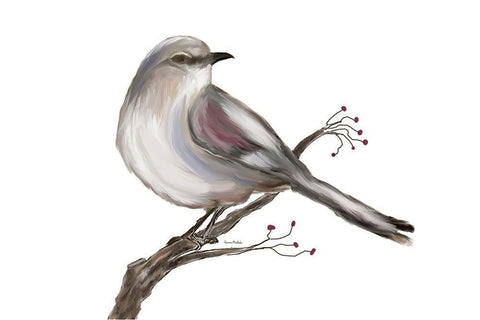 Bird III White Modern Wood Framed Art Print with Double Matting by Murdock, Ramona