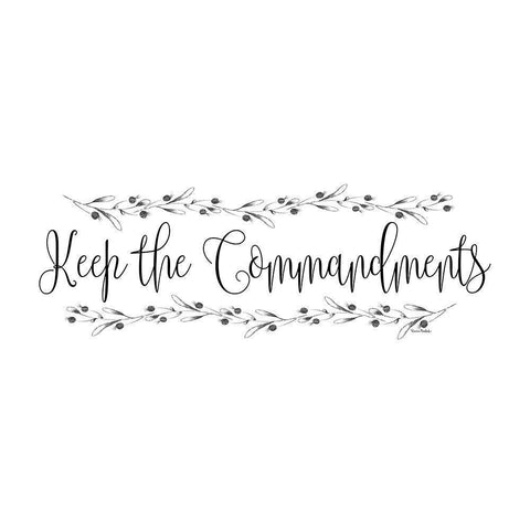 Keep the Commandments White Modern Wood Framed Art Print by Murdock, Ramona