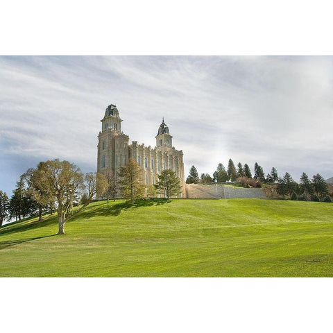 Manti Temple White Modern Wood Framed Art Print by Murdock, Ramona