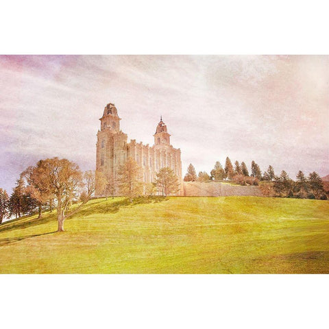 Manti Temple II Black Modern Wood Framed Art Print with Double Matting by Murdock, Ramona