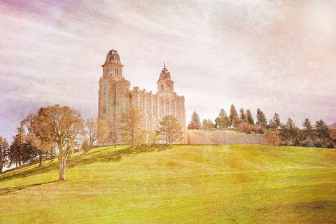 Manti Temple II White Modern Wood Framed Art Print with Double Matting by Murdock, Ramona