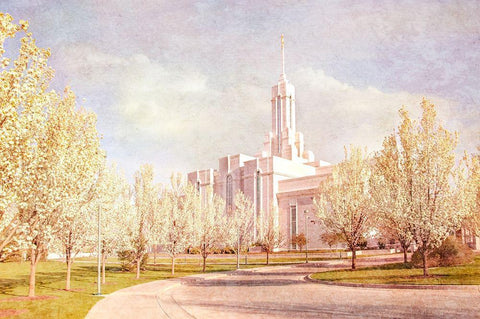 Mt. Timpanogas Temple II Black Ornate Wood Framed Art Print with Double Matting by Murdock, Ramona