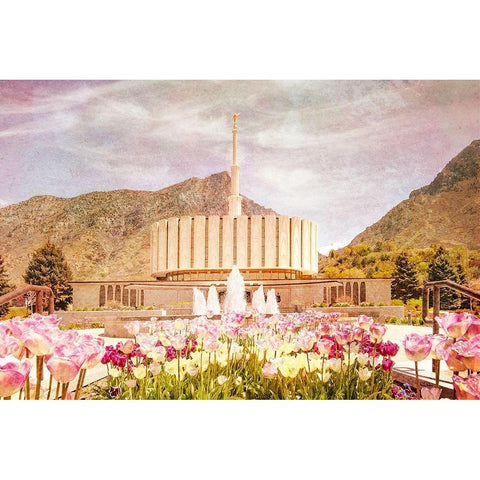 Provo Temple II Gold Ornate Wood Framed Art Print with Double Matting by Murdock, Ramona