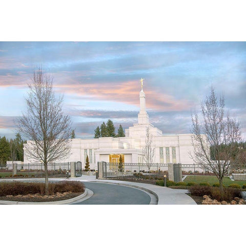Spokane Temple Black Modern Wood Framed Art Print with Double Matting by Murdock, Ramona
