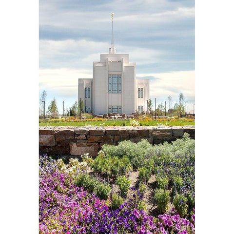 Twin Falls Temple Gold Ornate Wood Framed Art Print with Double Matting by Murdock, Ramona