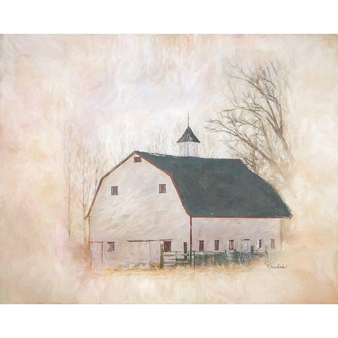 The White Barn White Modern Wood Framed Art Print by Murdock, Ramona