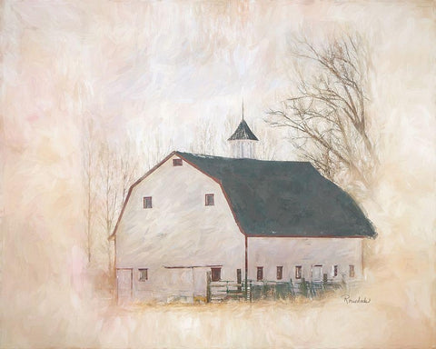 The White Barn Black Ornate Wood Framed Art Print with Double Matting by Murdock, Ramona