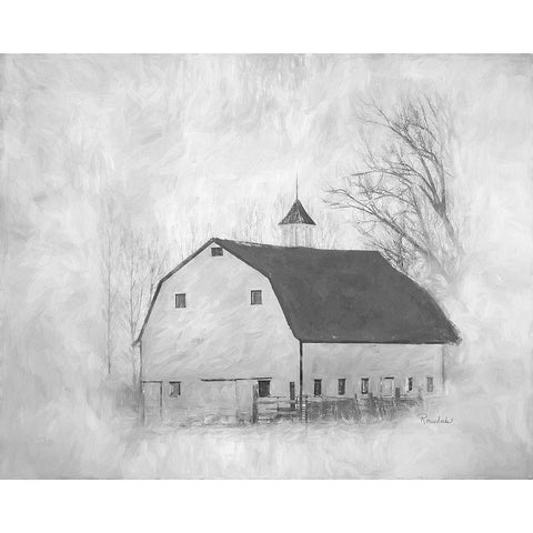 The White Barn II Black Modern Wood Framed Art Print with Double Matting by Murdock, Ramona