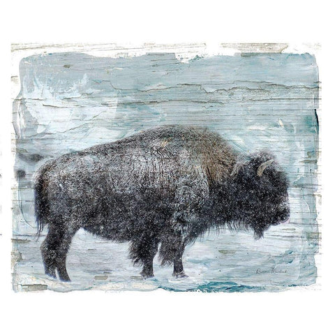 Winter Buffalo Black Modern Wood Framed Art Print by Murdock, Ramona