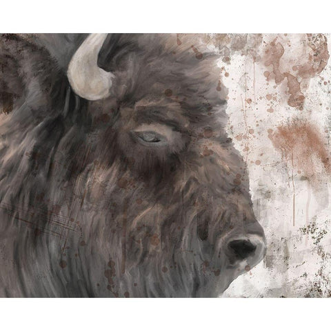 Yellowstone Buffalo White Modern Wood Framed Art Print by Murdock, Ramona