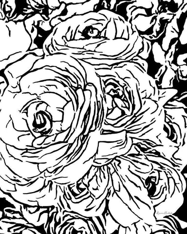 Roses No. 1 White Modern Wood Framed Art Print with Double Matting by Murdock, Ramona