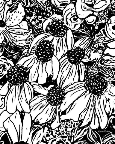 BW Floral No. 3 White Modern Wood Framed Art Print with Double Matting by Murdock, Ramona
