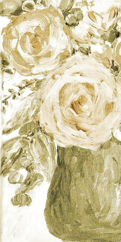 Golden Glitter Vase No. 3 White Modern Wood Framed Art Print with Double Matting by Murdock, Ramona