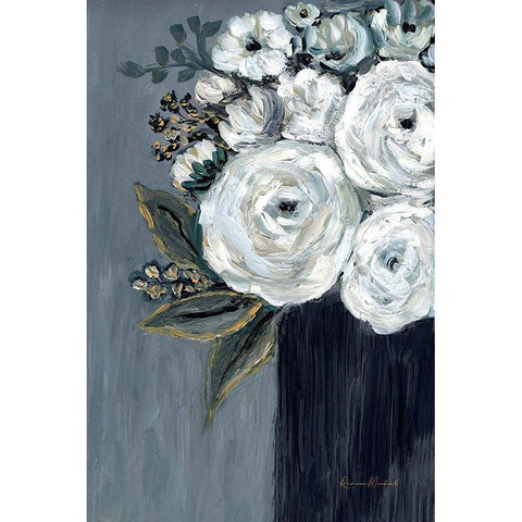 Moonlight Bouquet I Black Modern Wood Framed Art Print with Double Matting by Murdock, Ramona