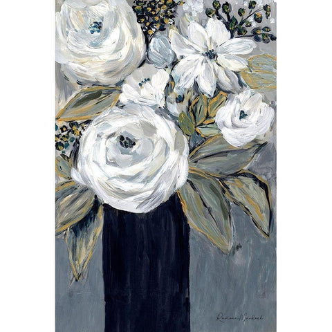 Moonlight Bouquet II White Modern Wood Framed Art Print by Murdock, Ramona