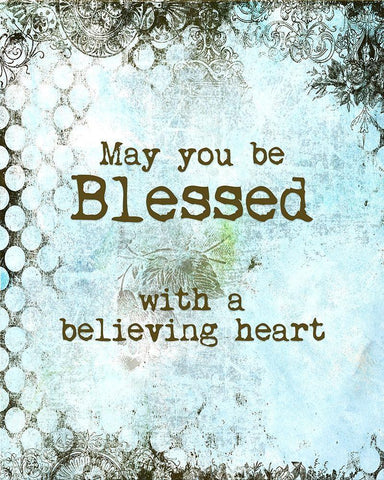 Believing Heart Blessing White Modern Wood Framed Art Print with Double Matting by Murdock, Ramona