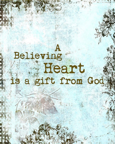 A Believing Heart Black Ornate Wood Framed Art Print with Double Matting by Murdock, Ramona