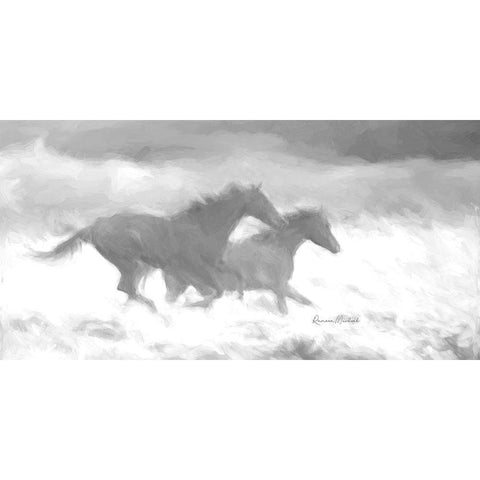 Running Wild  BW Black Modern Wood Framed Art Print by Murdock, Ramona
