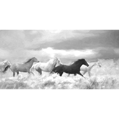 Mustang Herd I BW Black Modern Wood Framed Art Print by Murdock, Ramona