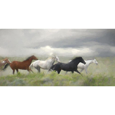 Mustang Herd I Gold Ornate Wood Framed Art Print with Double Matting by Murdock, Ramona
