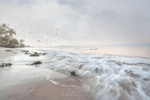 Early Morning Beach III White Modern Wood Framed Art Print with Double Matting by Murdock, Ramona