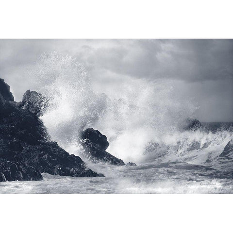 Indigo Crashing Wave Black Modern Wood Framed Art Print with Double Matting by Murdock, Ramona