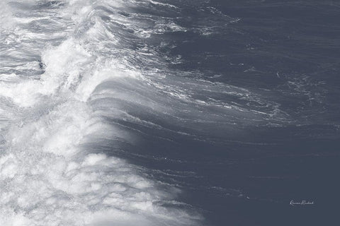 Indigo Wave I White Modern Wood Framed Art Print with Double Matting by Murdock, Ramona