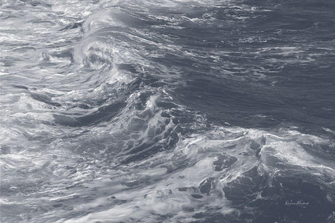 Indigo Wave II Black Ornate Wood Framed Art Print with Double Matting by Murdock, Ramona