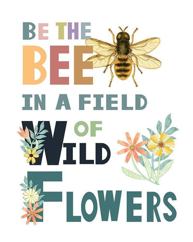 Be the Bee White Modern Wood Framed Art Print with Double Matting by Murdock, Ramona