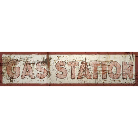 Gas Station Sign Gold Ornate Wood Framed Art Print with Double Matting by Murdock, Ramona