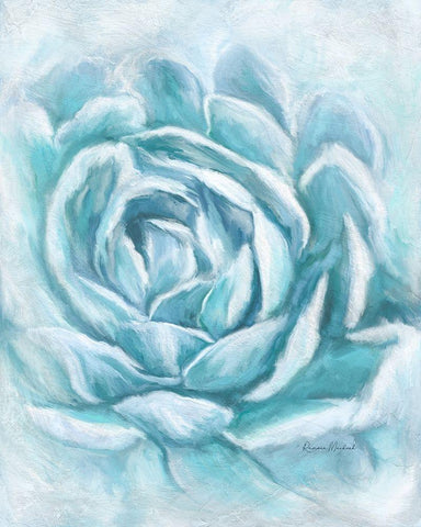 Aqua Succulent II Black Ornate Wood Framed Art Print with Double Matting by Murdock, Ramona