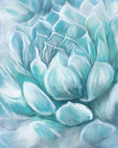 Aqua Succulent IV White Modern Wood Framed Art Print with Double Matting by Murdock, Ramona