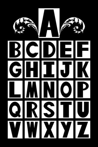 ABCDEFG Black Ornate Wood Framed Art Print with Double Matting by Murdock, Ramona