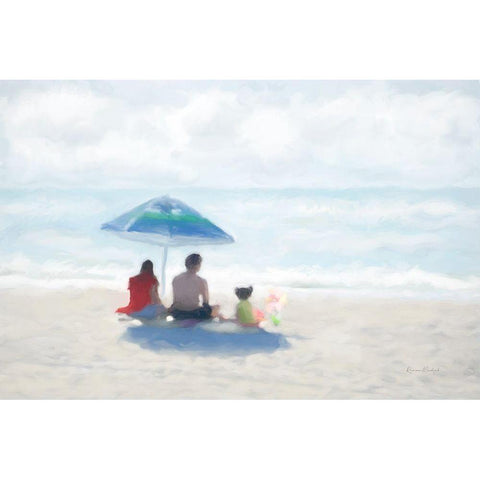 Family Beach Day White Modern Wood Framed Art Print by Murdock, Ramona