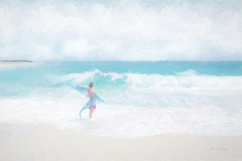 Beach Butterfly White Modern Wood Framed Art Print with Double Matting by Murdock, Ramona