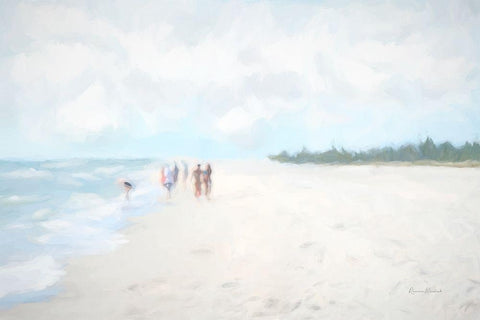 Seaside Strollers White Modern Wood Framed Art Print with Double Matting by Murdock, Ramona