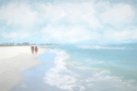 Shore Walk White Modern Wood Framed Art Print with Double Matting by Murdock, Ramona