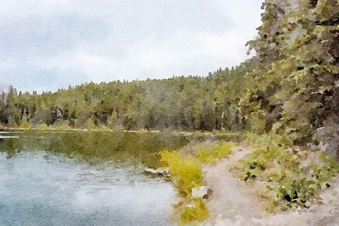 Mountain Lakeshore No. 2 Black Ornate Wood Framed Art Print with Double Matting by Murdock, Ramona