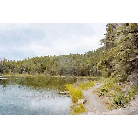 Mountain Lakeshore No. 2 Black Modern Wood Framed Art Print with Double Matting by Murdock, Ramona